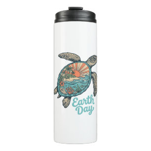 Earth Day Sea Turtle Vintage Engraving Shirt Desig Thermal Tumbler