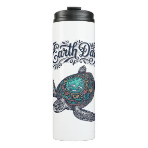 Earth Day Sea Turtle Vintage Engraving Shirt Desig Thermal Tumbler