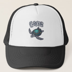 Earth Day Sea Turtle Vintage Engraving Shirt Desig Trucker Hat