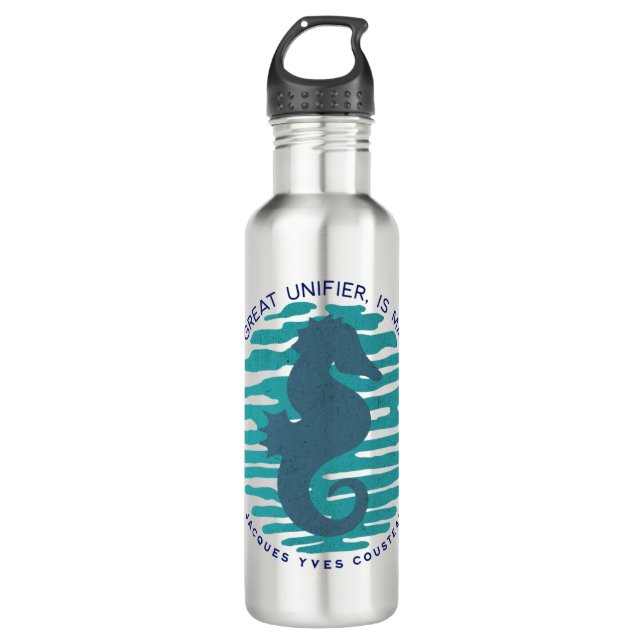 Earth Day, Seahorse and Waves, Clean The Ocean 710 Ml Water Bottle (Front)