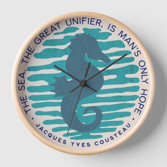 Earth Day, Seahorse and Waves, Clean The Ocean Clock (Front)