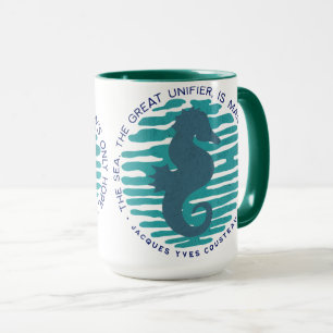 Earth Day, Seahorse and Waves, Clean The Ocean Mug