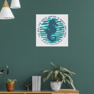 Earth Day, Seahorse and Waves, Clean The Ocean Poster