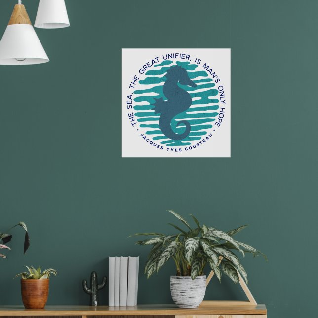Earth Day, Seahorse and Waves, Clean The Ocean Poster (Living Room 1)