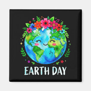Earth Day Shirt Happy Floral Planet Save Earth Magnet