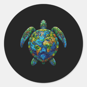 Earth Day Shirt Sea Turtle Save The Planet Women M Classic Round Sticker