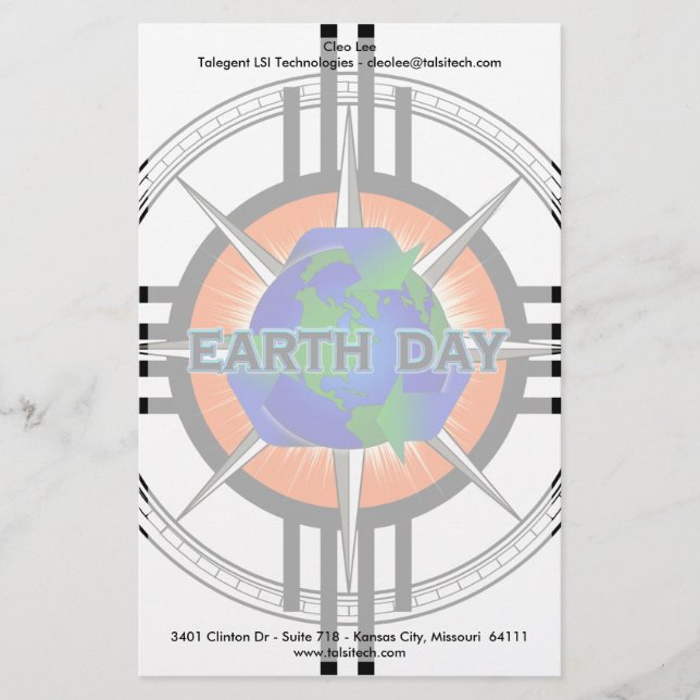 Earth Day Star Crown Stationery (Front)