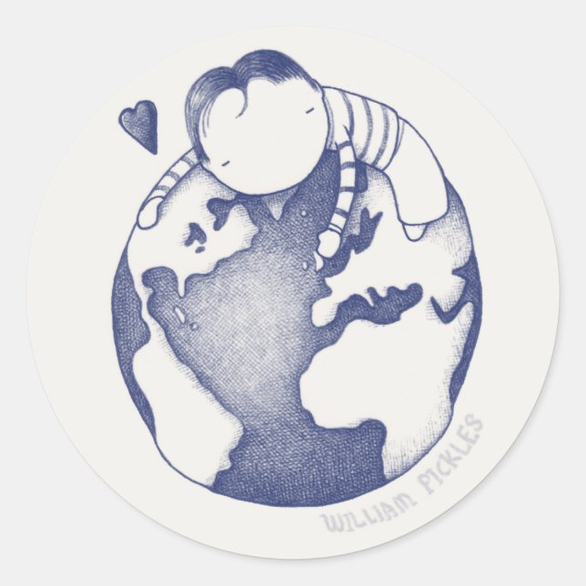 Earth Day Sticker - Blue on Cream (Front)