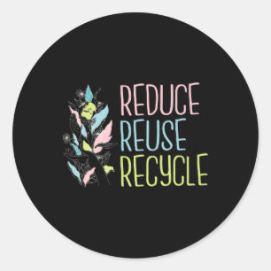 Earth Day The 3 R's Reduce Reuse Recycle Earth Classic Round Sticker