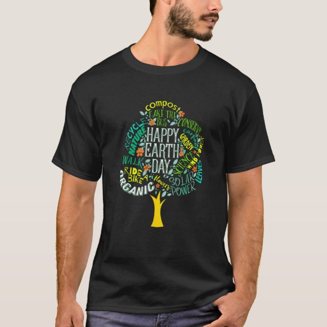 Earth Day Tree Save Earth Inspiration T-Shirt (Front)