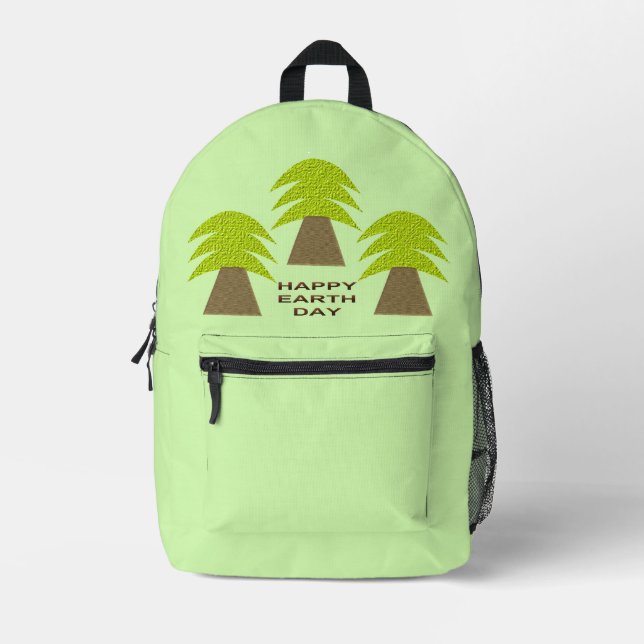 Earth Day Trees Printed Backpack (Front)