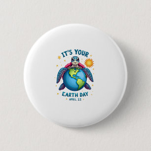 Earth Day Turtle Design April 22 For Nature Lovers 6 Cm Round Badge