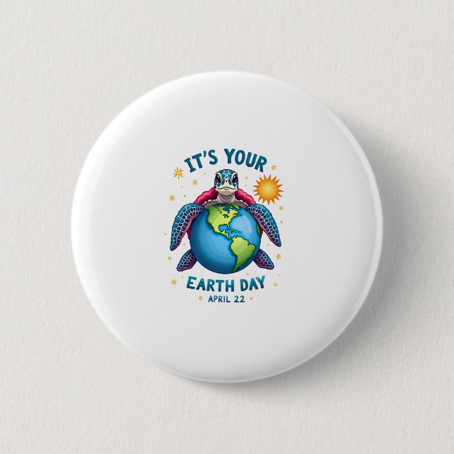 Earth Day Turtle Design April 22 For Nature Lovers 6 Cm Round Badge (Front)