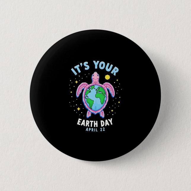 Earth Day Turtle Design April 22 For Nature Lovers 6 Cm Round Badge (Front)