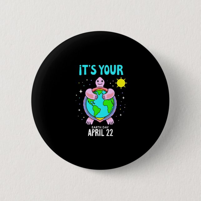 Earth Day Turtle Design April 22 For Nature Lovers 6 Cm Round Badge (Front)