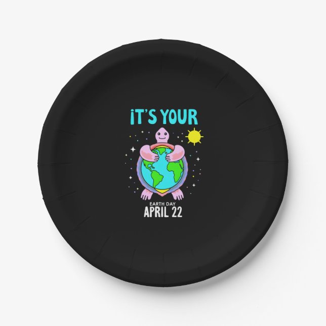 Earth Day Turtle Design April 22 For Nature Lovers Paper Plate (Front)