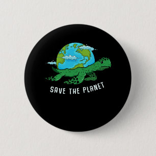 Earth Day Turtle Lover Ocean Save Recycle Planet 6 Cm Round Badge