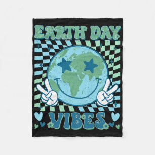 Earth Day Vibes Hippie Planet Anniversary Earth Da Fleece Blanket