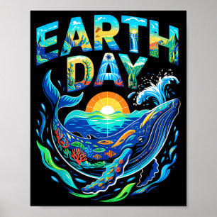 Earth day whale ocean conservation nature art poster