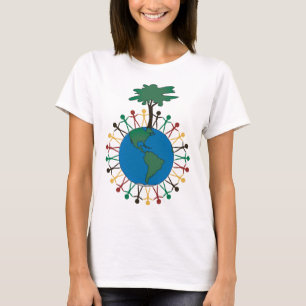 Earth Day with figures and tree - North America T-Shirt