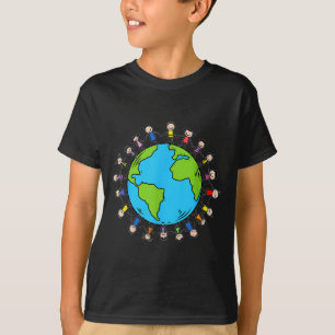 Earth Day With Happy Children Around The World - S T-Shirt