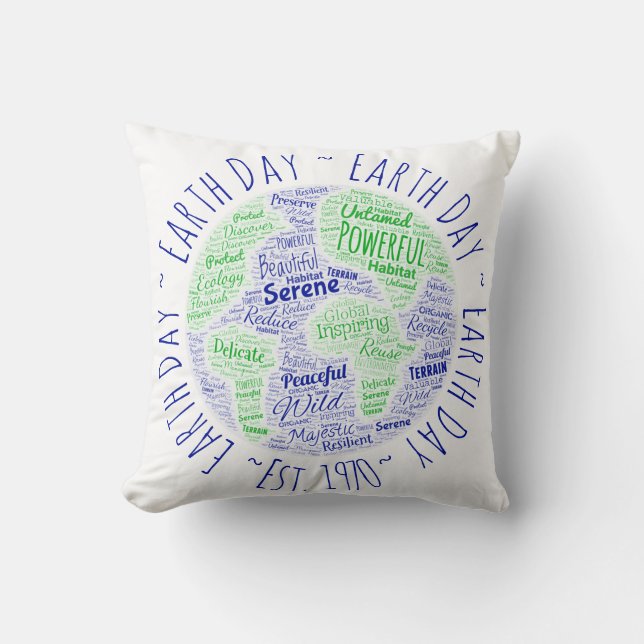 Earth Day Word Art Cushion (Front)