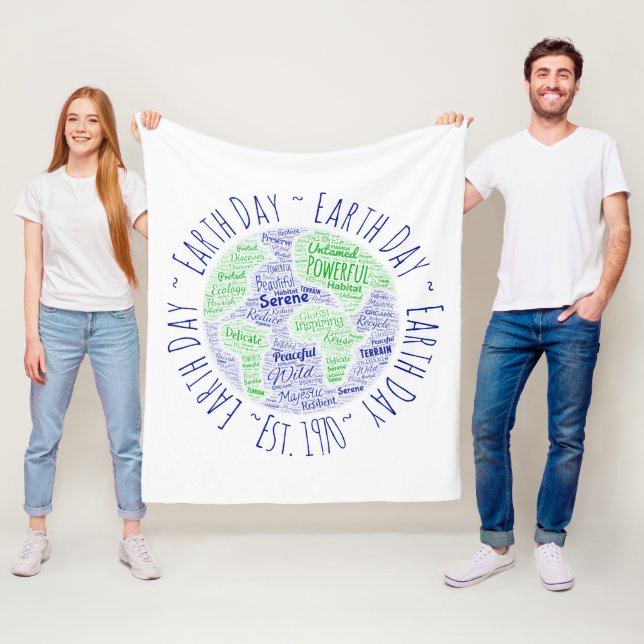 Earth Day Word Art Fleece Blanket (In Situ)