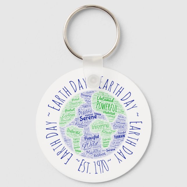 Earth Day Word Art Key Ring (Front)