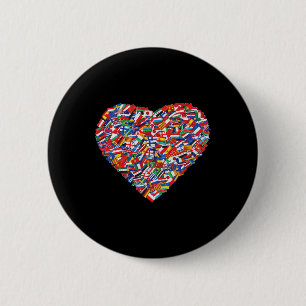 Earth Day World All Countries Flags In Heart Patri 6 Cm Round Badge