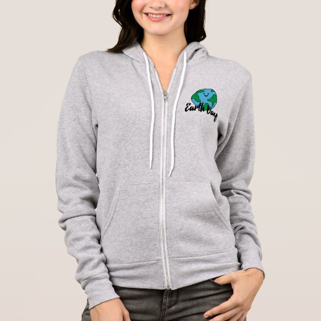 Earth Day World Ecofriendly Icon Happy Earth Clipa Hoodie (Front)