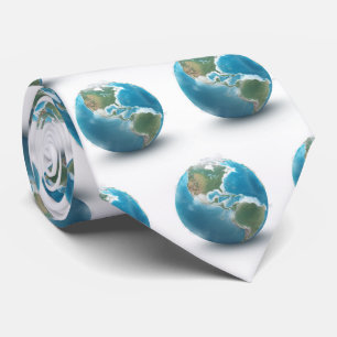 Earth Day-world globe with clouds Tie