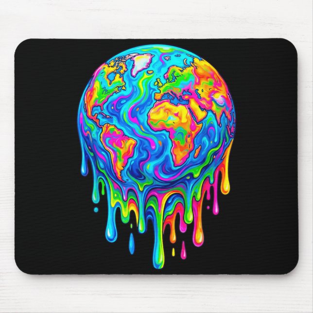 Earth Drip Design Earth Day Melting Earth Mouse Pad (Front)