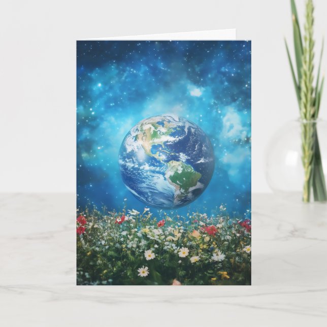 Earth Flowers Cosmos Holiday Card (Front)