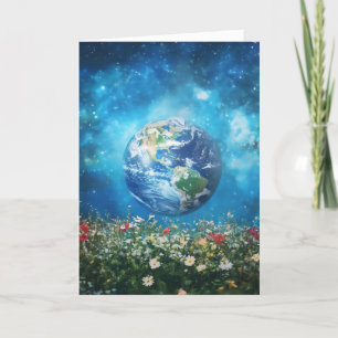 Earth Flowers Cosmos Holiday Card