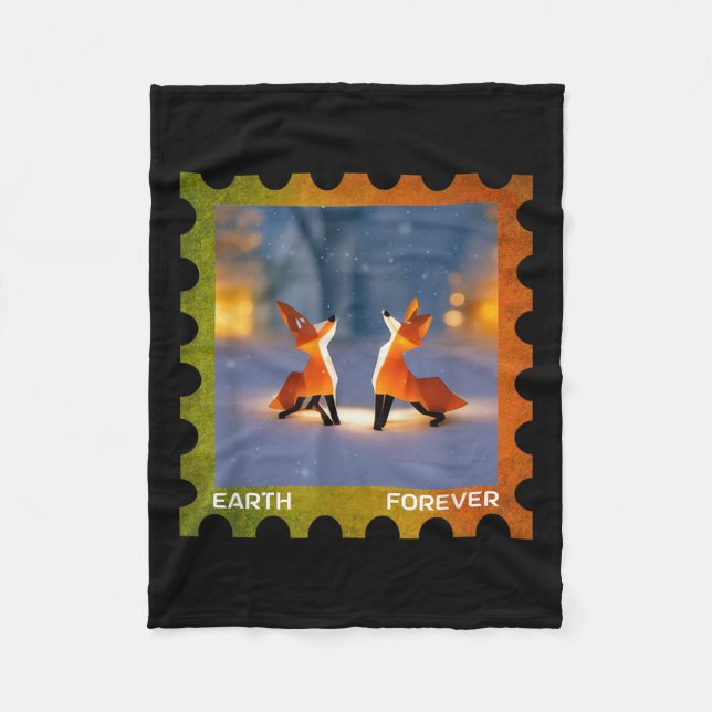 Earth Forever Environmental Protection Stamp Origa Fleece Blanket (Front)