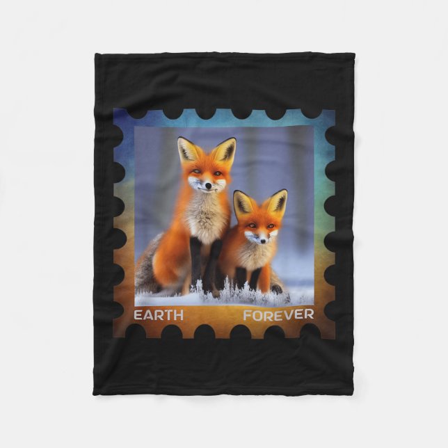 Earth Forever Environmental Protection Stamp Snow  Fleece Blanket (Front)