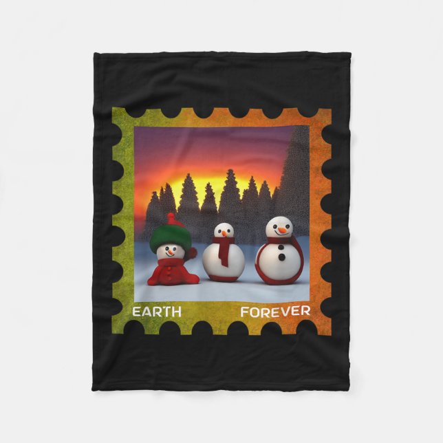 Earth Forever Environmental Protection Stamp Sunse Fleece Blanket (Front)