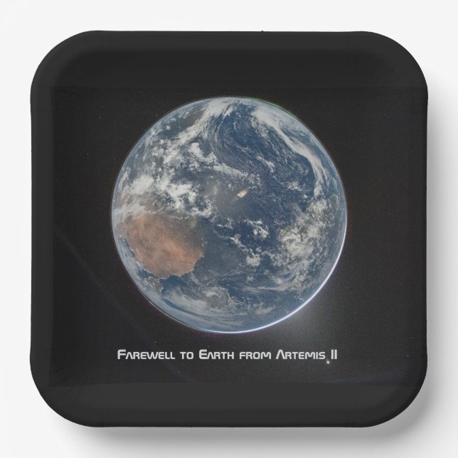 Earth From Artemis II Paper Plate (Front)