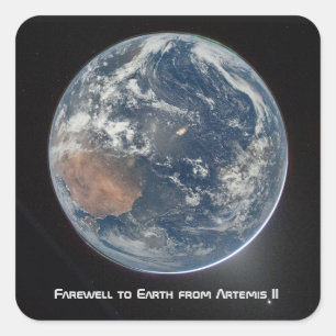 Earth From Artemis II Square Sticker