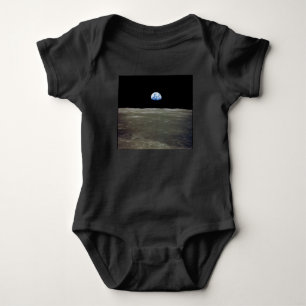 Earth from Moon in Black Space: Earthrise Baby Bodysuit