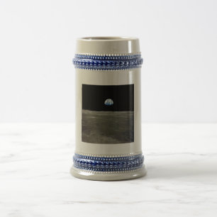 Earth from Moon in Black Space: Earthrise Beer Stein