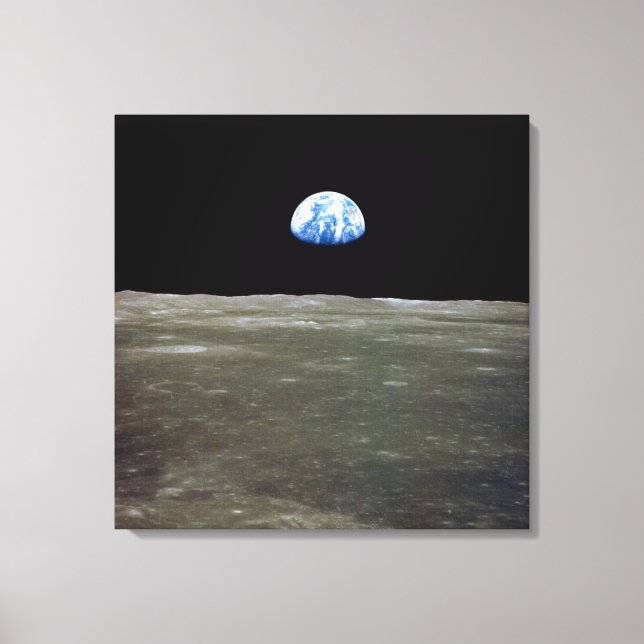 Earth from Moon in Black Space: Earthrise Canvas Print (Front)