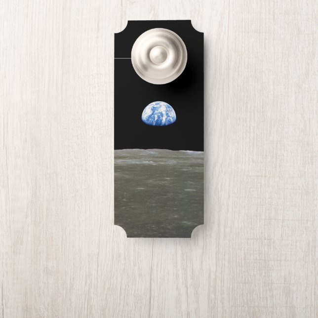 Earth from Moon in Black Space: Earthrise Door Hanger (On Knob)