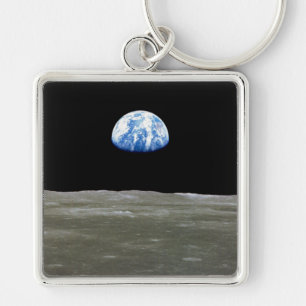 Earth from Moon in Black Space: Earthrise Key Ring