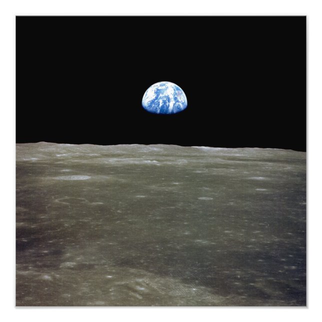 Earth from Moon in Black Space: Earthrise Photo Print (Front)