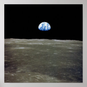 Earth from Moon in Black Space: Earthrise Poster