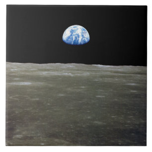 Earth from Moon in Black Space: Earthrise Tile