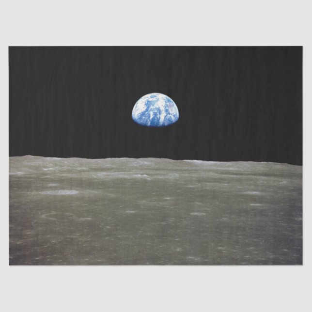Earth from Moon in Black Space: Earthrise Tissue Paper (Front)