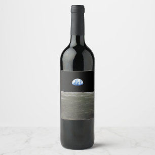 Earth from Moon in Black Space: Earthrise Wine Label