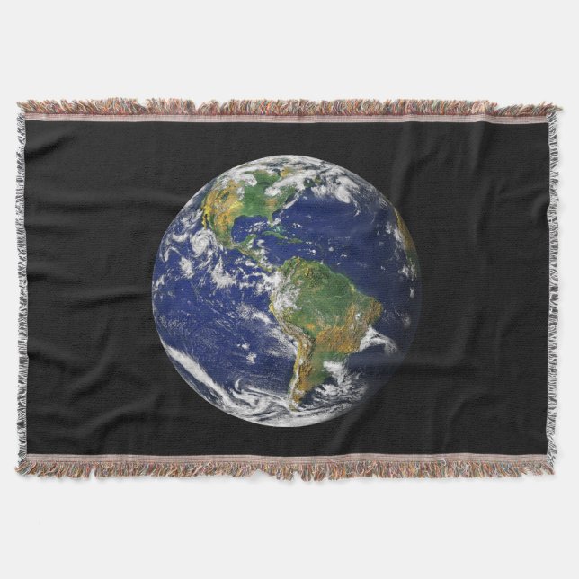 EARTH FROM SPACE Custom Cotton Throw Blanket (Front)